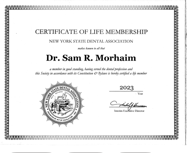 ADA Lifetime Membership Certificate